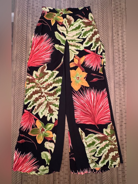Cache Pants - CACHE Wide Leg Tropical Layered Dress Pant